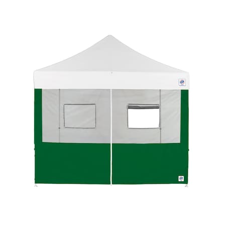 E-Z Up TAA Compliant Food Booth Middle Zipper Sidewall, 10' W x 10' H, Forest Green SW3FBFXTM10FG